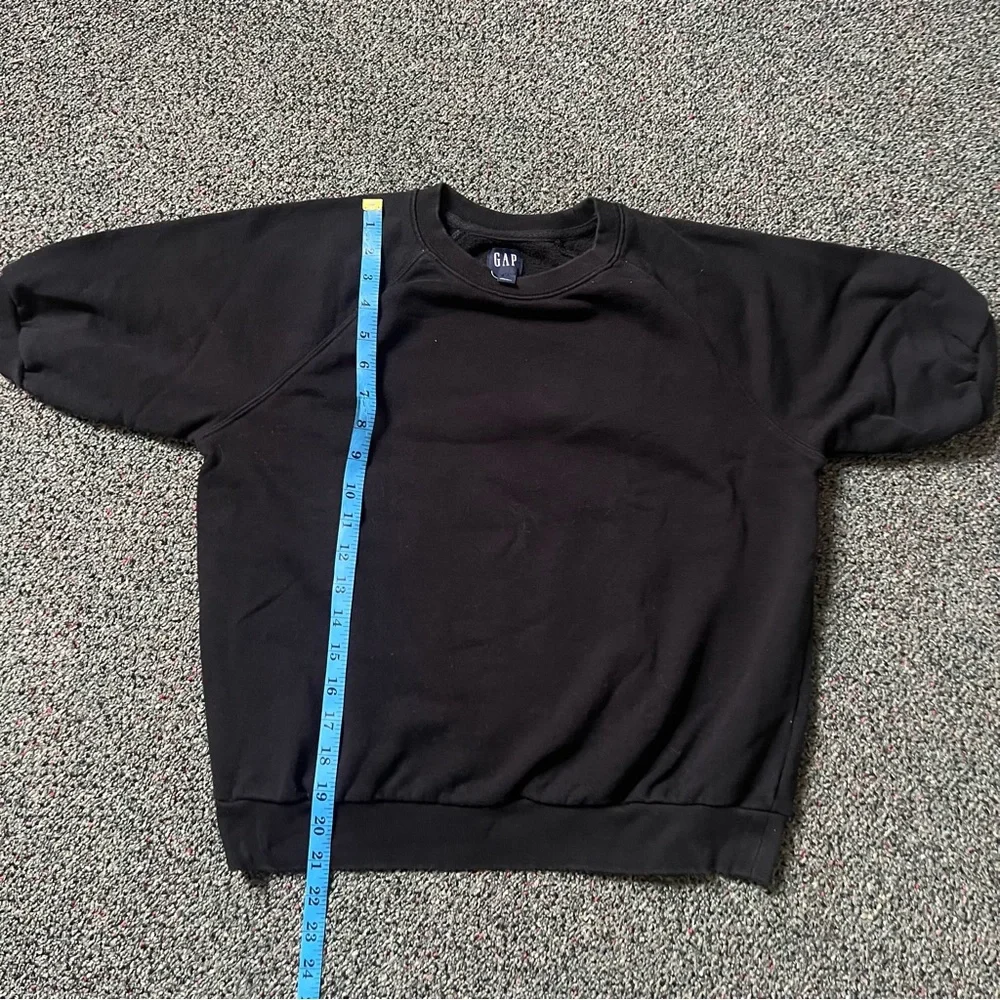 GAP Black 77% Cotton Short-Sleeve Basic Crewneck Pullover Sweatshirt Relaxed Fit